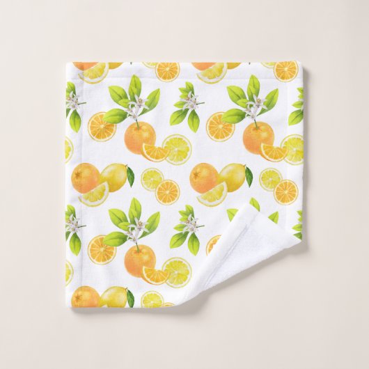 Citrus Fruits Art Sinaasappels and Lemons Patten Bad Handdoek (Wasdoekje)