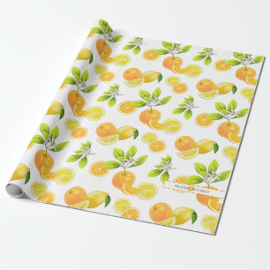 Citrus Fruits Art Sinaasappels and Lemons Patten Cadeaupapier