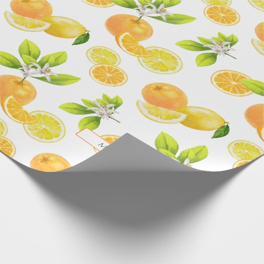 Citrus Fruits Art Sinaasappels and Lemons Patten Cadeaupapier (Hoek)