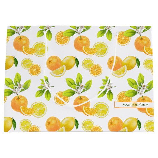 Citrus Fruits Art Sinaasappels and Lemons Patten Groot Cadeauzakje (Voorkant)