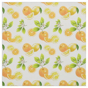 Citrus Fruits Art Sinaasappels and Lemons Patten Stof