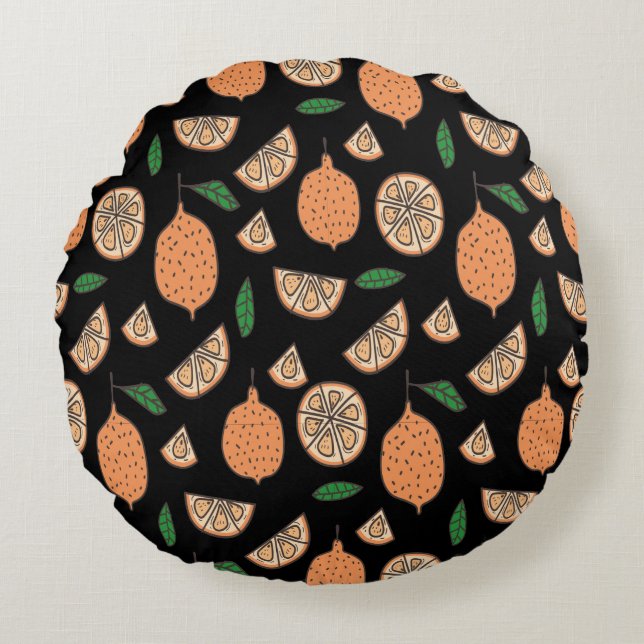 Citrus Fruits Rond Kussen (Voorkant)