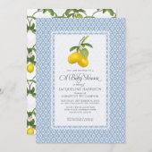 Citrus Garden Lemon Trellis Pattern Baby shower Kaart (Voorkant / Achterkant)