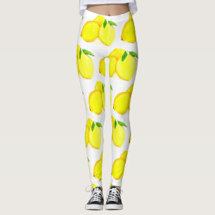 Citrus gele Waterverf van het fruitpatroon Citrus Leggings