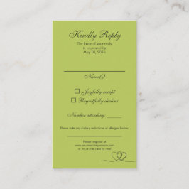 Citrus Green Elegant Calligraphy Wedding RSVP Card Visitekaartje