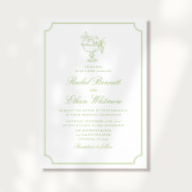 Citrus Green Elegant Frame Wedding Invitation