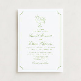 Citrus Green Elegant Frame Wedding Invitation Aankondiging