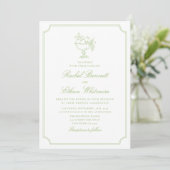 Citrus Green Elegant Frame Wedding Invitation Aankondiging (Staand voorkant)