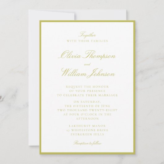 Citrus Green Framed Wedding Invitation Kaart (Voorkant)