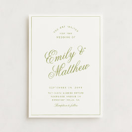 Citrus Green Modern Script Wedding Invitation Kaart