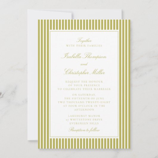 Citrus Green Stripe Classic Wedding Invitation (Devant)