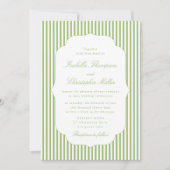 Citrus-Green Striped Elegant Wedding Invitation (Devant)