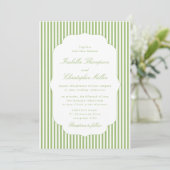 Citrus-Green Striped Elegant Wedding Invitation (Debout devant)