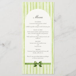 Citrus Green Striped Retro Wedding Menu
