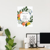 Citrus Greenery Baby shower bleu Affiche de bienve (Bureau à domicile)