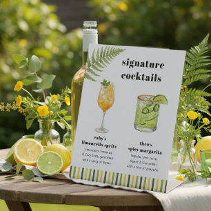 Citrus Groene Streep Trouw Signature Drankbar Reclamebord Met Voetstuk