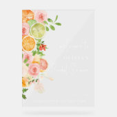 Citrus Helder Bruiloftsfeest Welcome Acrylic Bord (Voorkant)