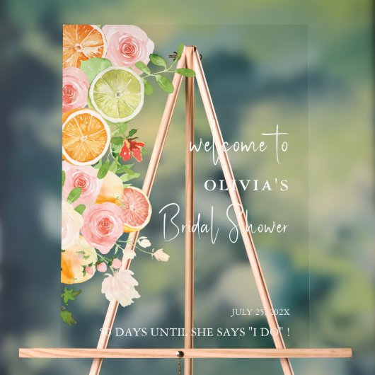 Citrus Helder Bruiloftsfeest Welcome Acrylic Bord (Neutraal)