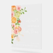 Citrus Helder Bruiloftsfeest Welcome Acrylic Bord (Hoek)