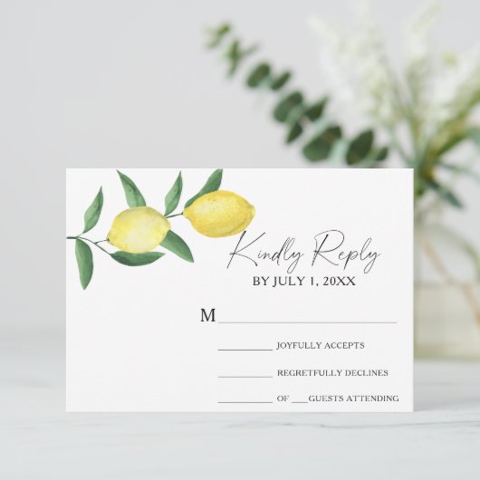 Citrus jaune - Mariage carte RSVP (Debout devant)