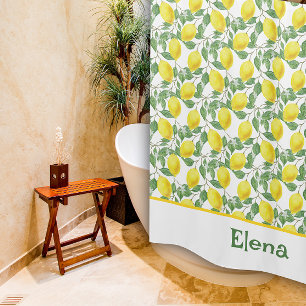 Citrus jaune vert motif rideau de douche