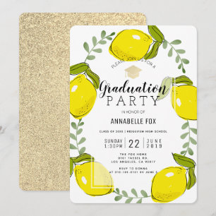 Citrus Krans Gold Glitter Afstuderen Kaart