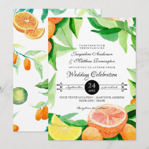 Citrus Kumquat Lemons Oranje Typografie Leaf Art Kaart