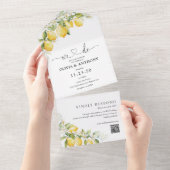 Citrus Lemon All in One Wedding Uitnodiging (Afscheurbaar)