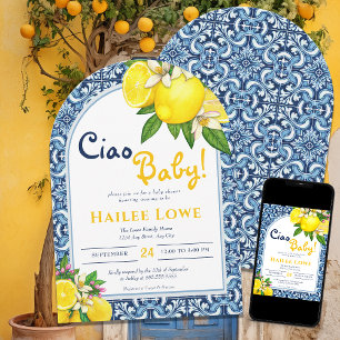 Citrus Lemon Amalfi Coast Baby shower Kaart