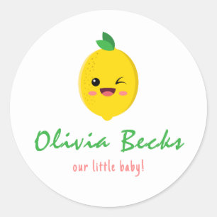 Citrus Lemon Baby shower Ronde Sticker