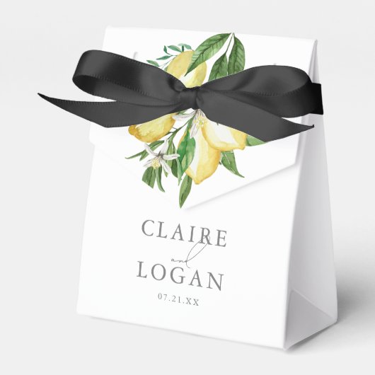 Citrus Lemon Bloemen Waterverf Bedankdoosjes (Voorkant Zijde)