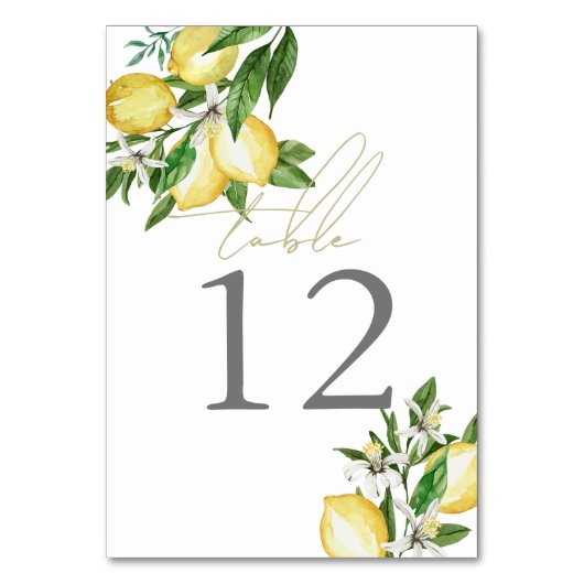Citrus Lemon Bloemen Waterverf Kaart (Voorkant)