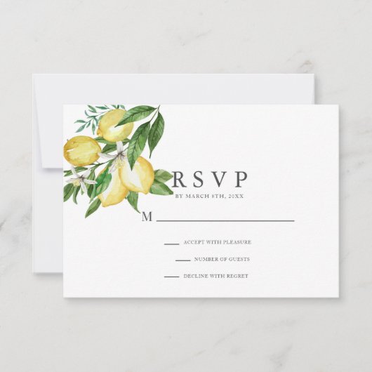 Citrus Lemon Bloemen Waterverf RSVP (Voorkant)