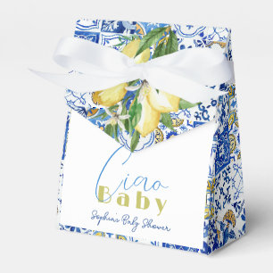Citrus Lemon Blue Tegel Waterverf Bedankdoosjes