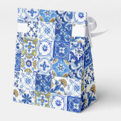 Citrus Lemon Blue Tegel Waterverf Bedankdoosjes (Achterkant)