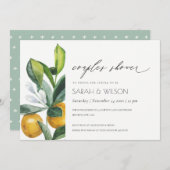 Citrus Lemon Botanical Boho Couples Shower Invite Bedankkaart (Voorkant / Achterkant)