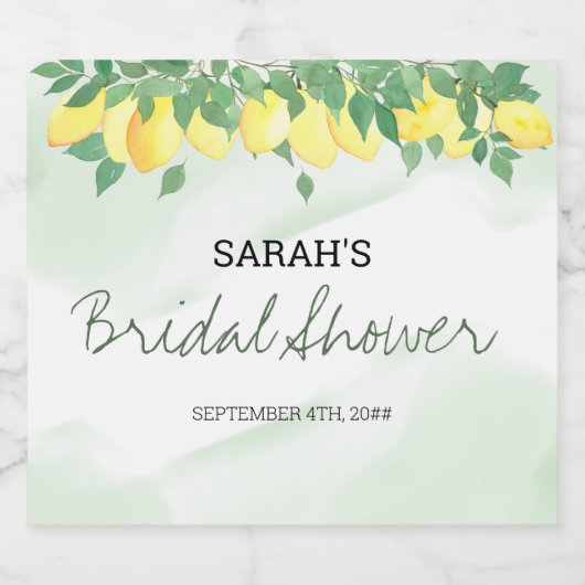 Citrus Lemon Casual Script gepersonaliseerd Likeurfles Etiket (Enkel label)