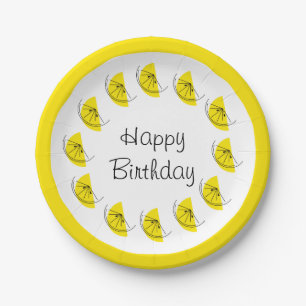 Citrus Lemon Circle Happy Birthday Papieren Bordje