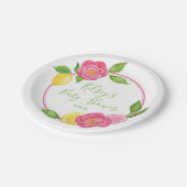 Citrus Lemon Floral Baby shower Lemon Rozen Papieren Bordje (Gekanteld)