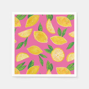 Citrus Lemon Fruit roze patroon Servet