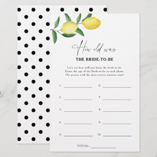 Citrus lemon - Hoe oud was de bruid om mee te spel (Voorkant / Achterkant)