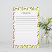 Citrus Lemon Limoen Lined Briefpapier (Staand voorkant)