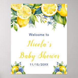 Citrus Lemon Mediterraan Baby shower Poster