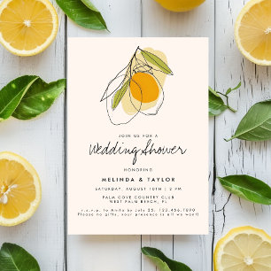 Citrus Lemon Moderne Minimalistische Trouwdouche Kaart