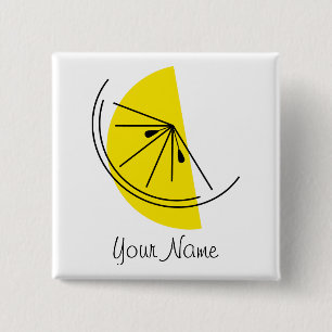 Citrus Lemon-naam, knop Vierkante Button 5,1 Cm