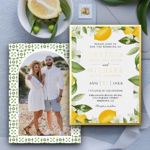 Citrus Lemon Orchard Photo Wedding Gold Folie Uitnodiging