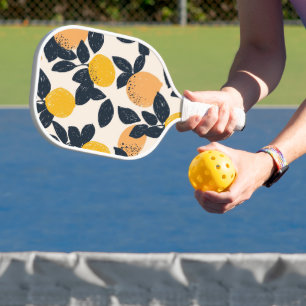 Citrus Lemon Sinaasappels Modern Illustratiepatroo Pickleball Paddle