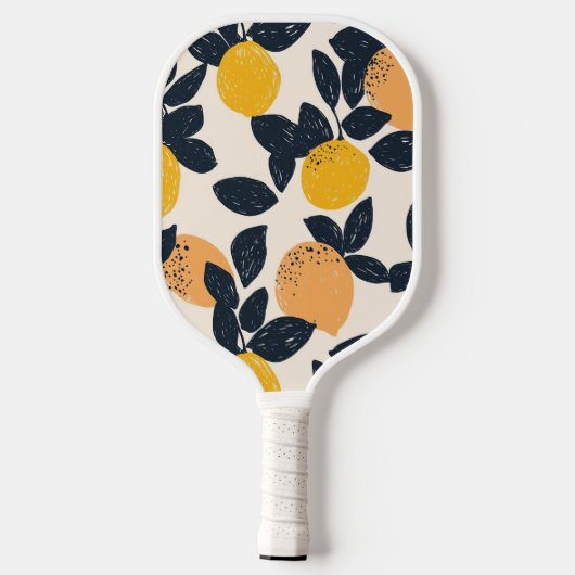 Citrus Lemon Sinaasappels Modern Illustratiepatroo Pickleball Paddle (Achterkant)