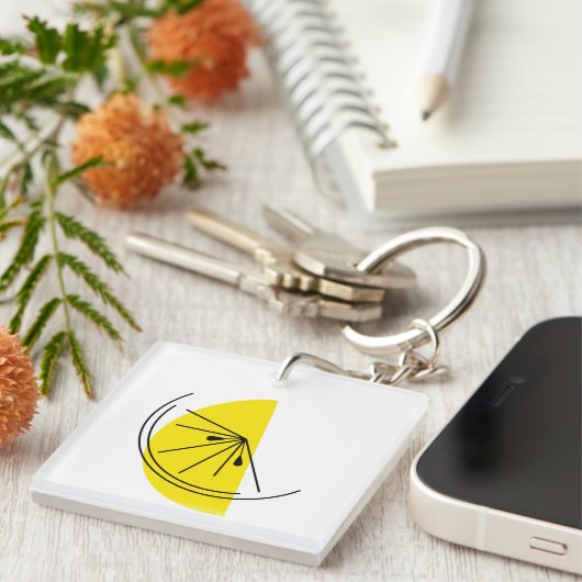 Citrus Lemon Text sleutelhanger vierkant dubbelzij (Voorkant Rechts)