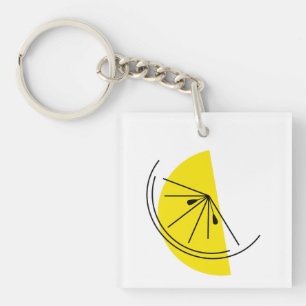 Citrus Lemon Text sleutelhanger vierkant dubbelzij